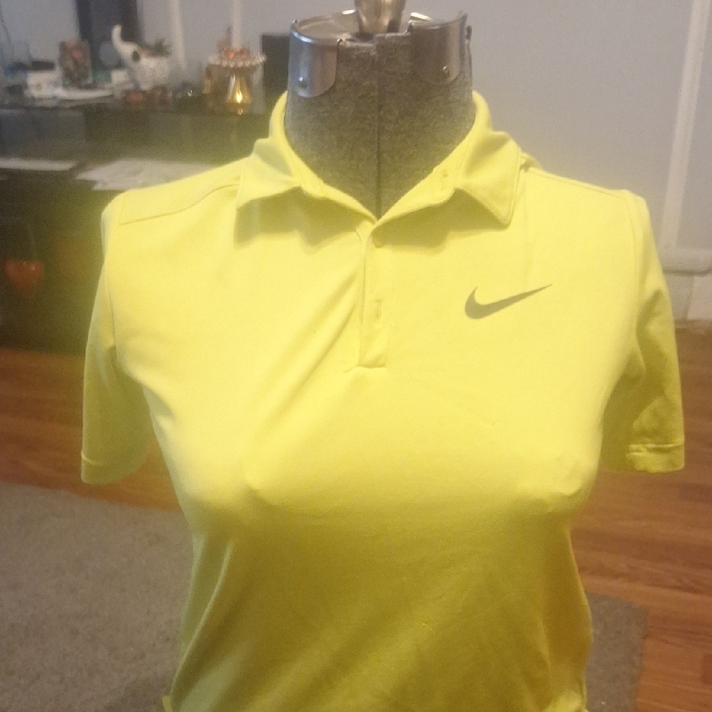 Nike Women's Yellow Dri-FIT Polo Top